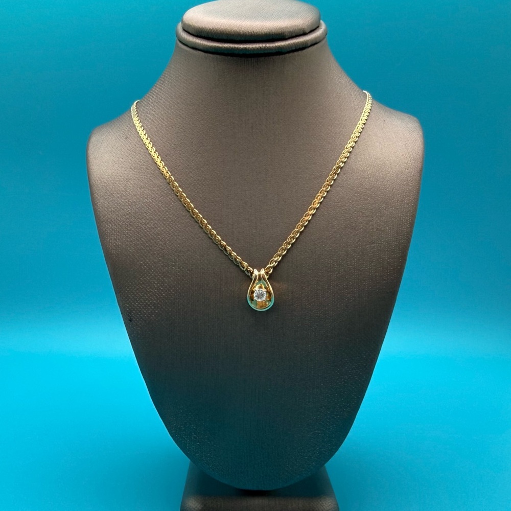 💎Necklace 14k Serpentine 16” Diamond Pendant 0.25ct💎